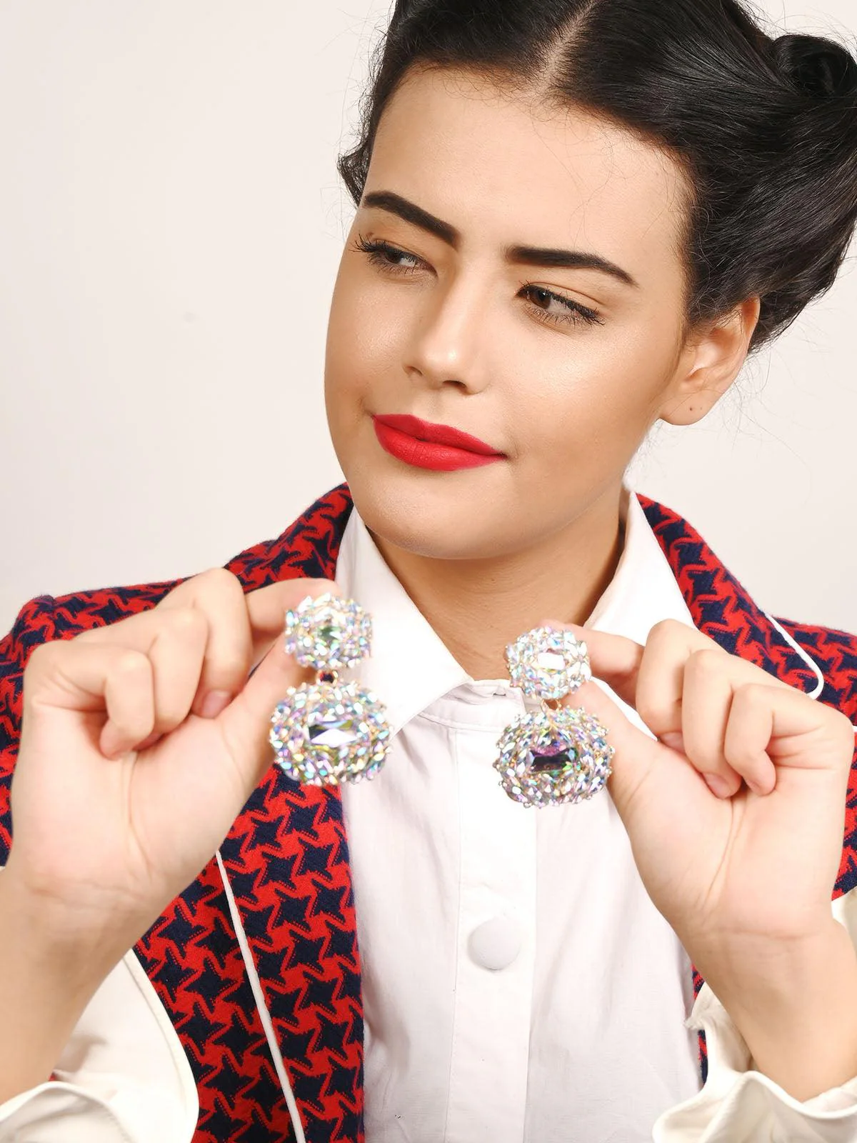 Odette Women White Dual Tone Earrings - Image 2