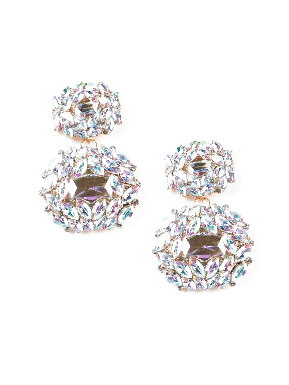 Odette Women White Dual Tone Earrings - Image 3