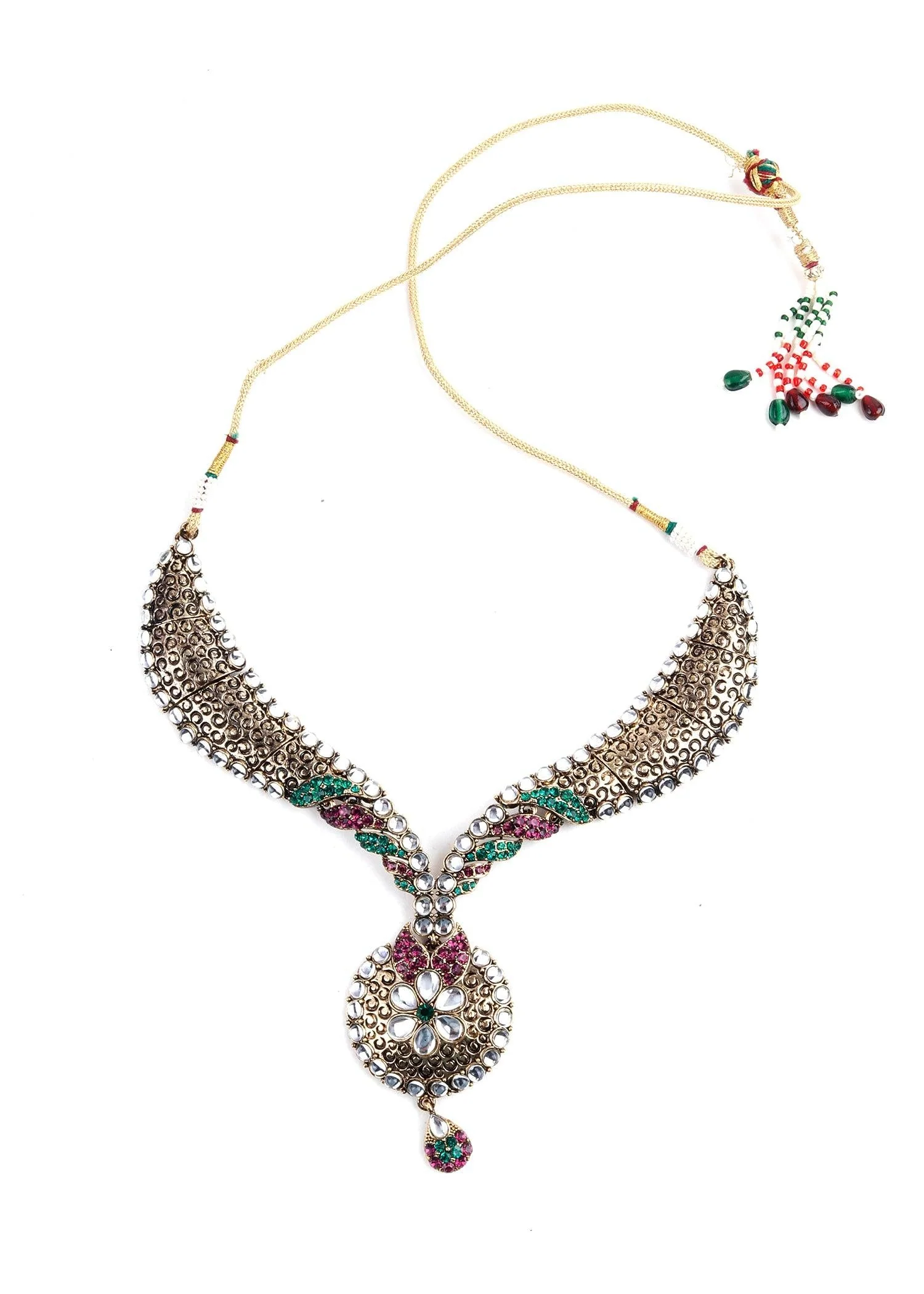 Odette Women Antique Kundan Necklace - Image 3