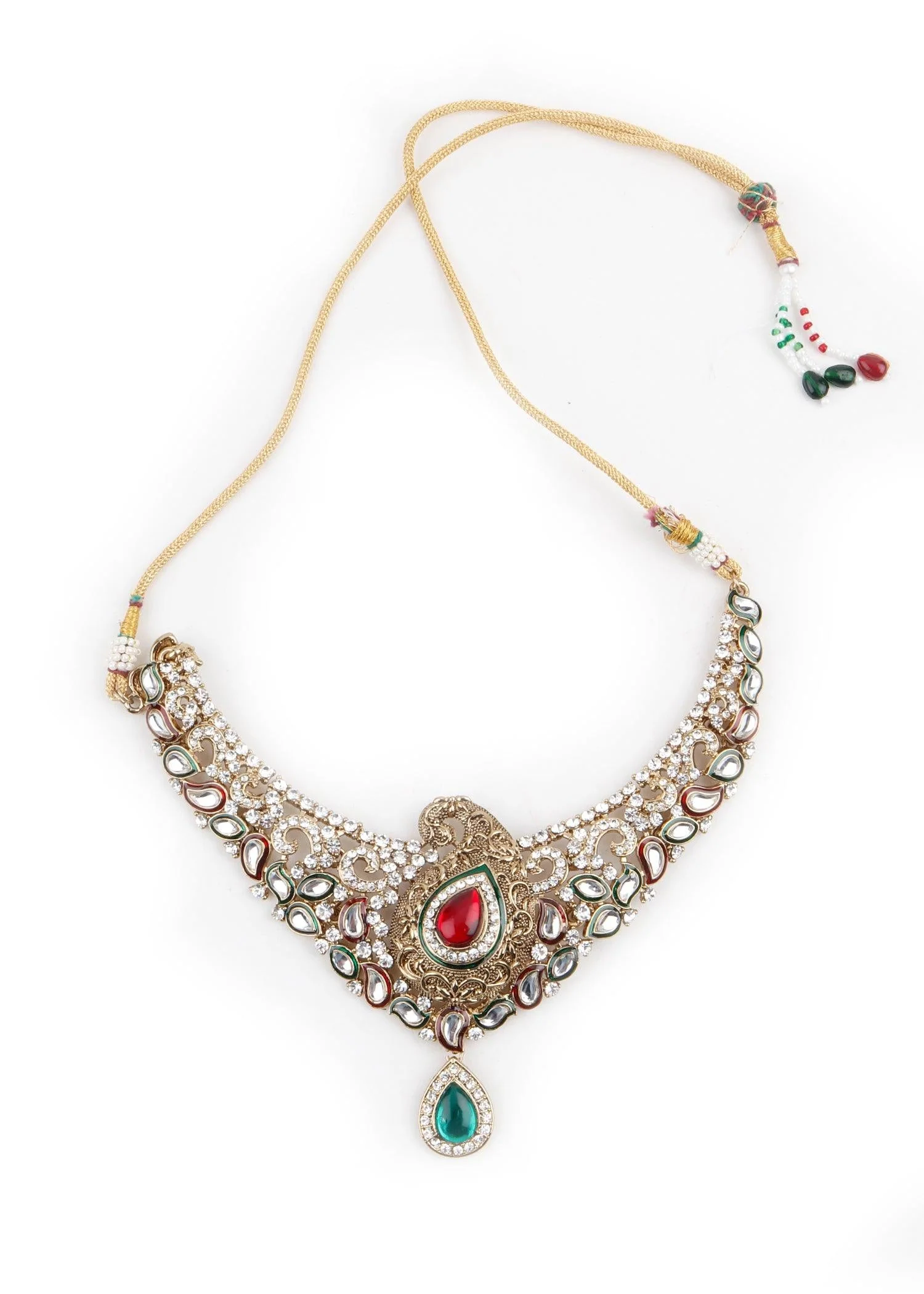 Odette Women Antique Kundan Necklace Set - Image 4