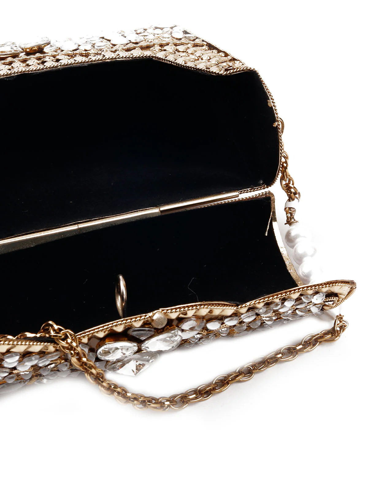 Odette Women Antique Looking Gold Color Metal Clutch - Image 7