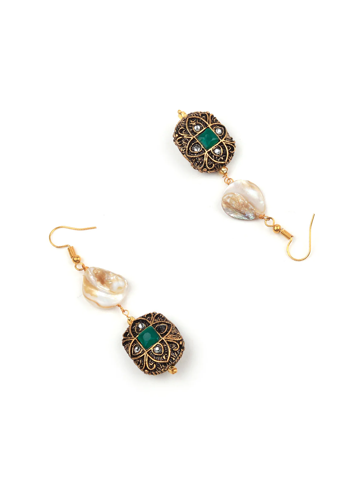 Odette Women Apricot And Green Beaded Long Necklace - Image 6