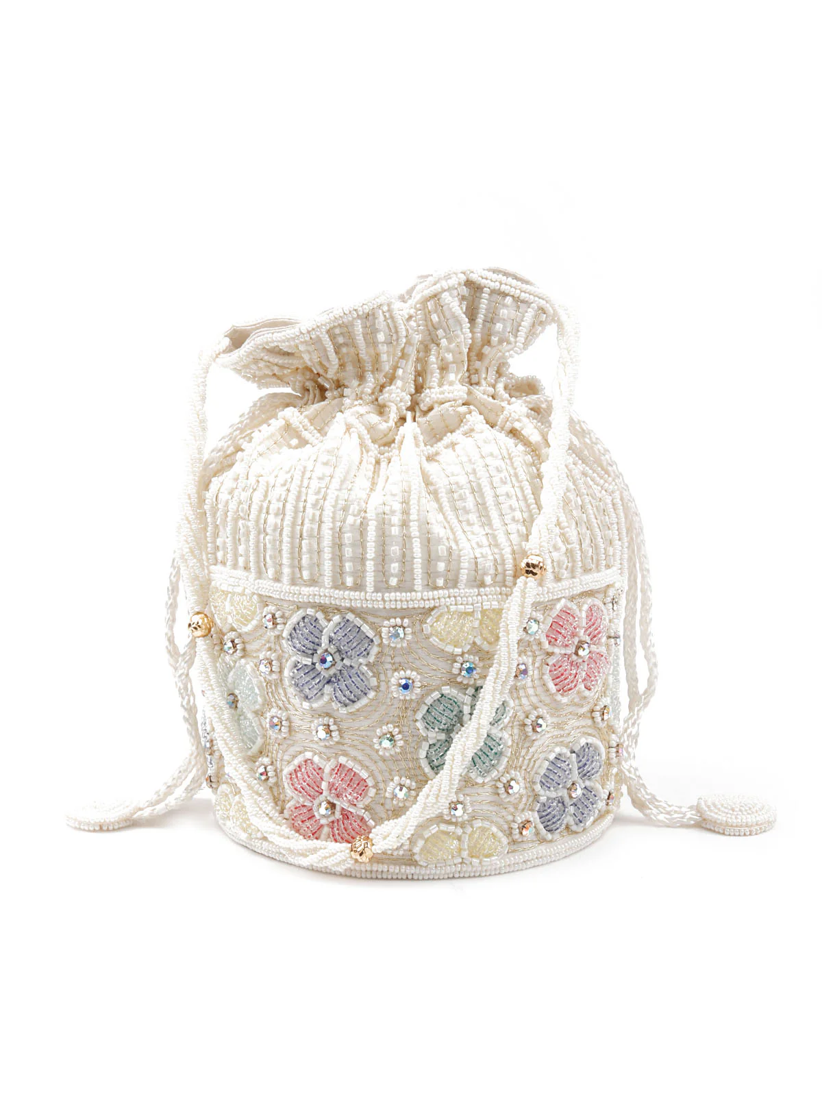 Odette Women Apricot Cutdana Embellished Potli Bag - Image 3