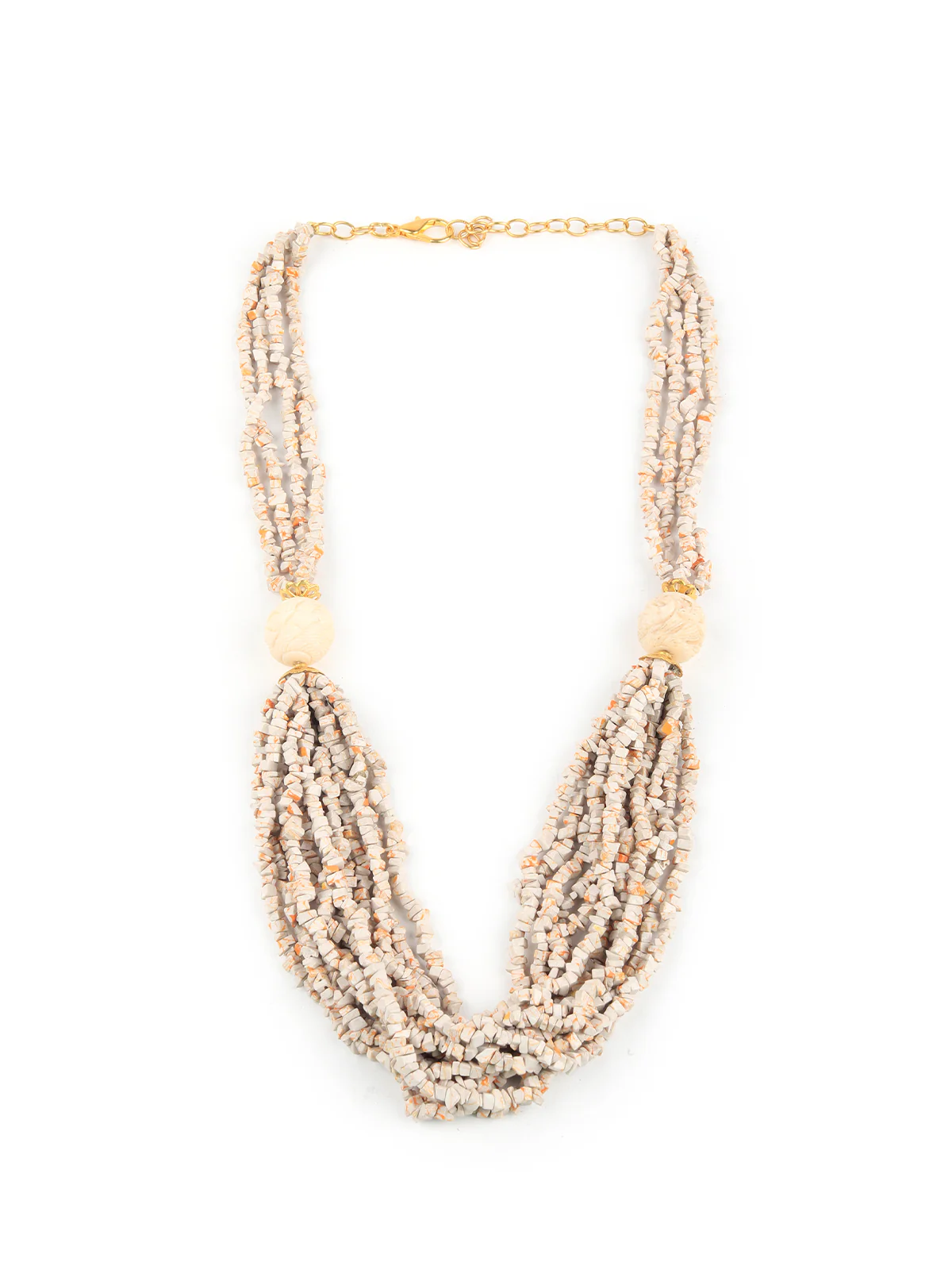 Odette Women Apricot Multilayered Neckpiece - Image 4