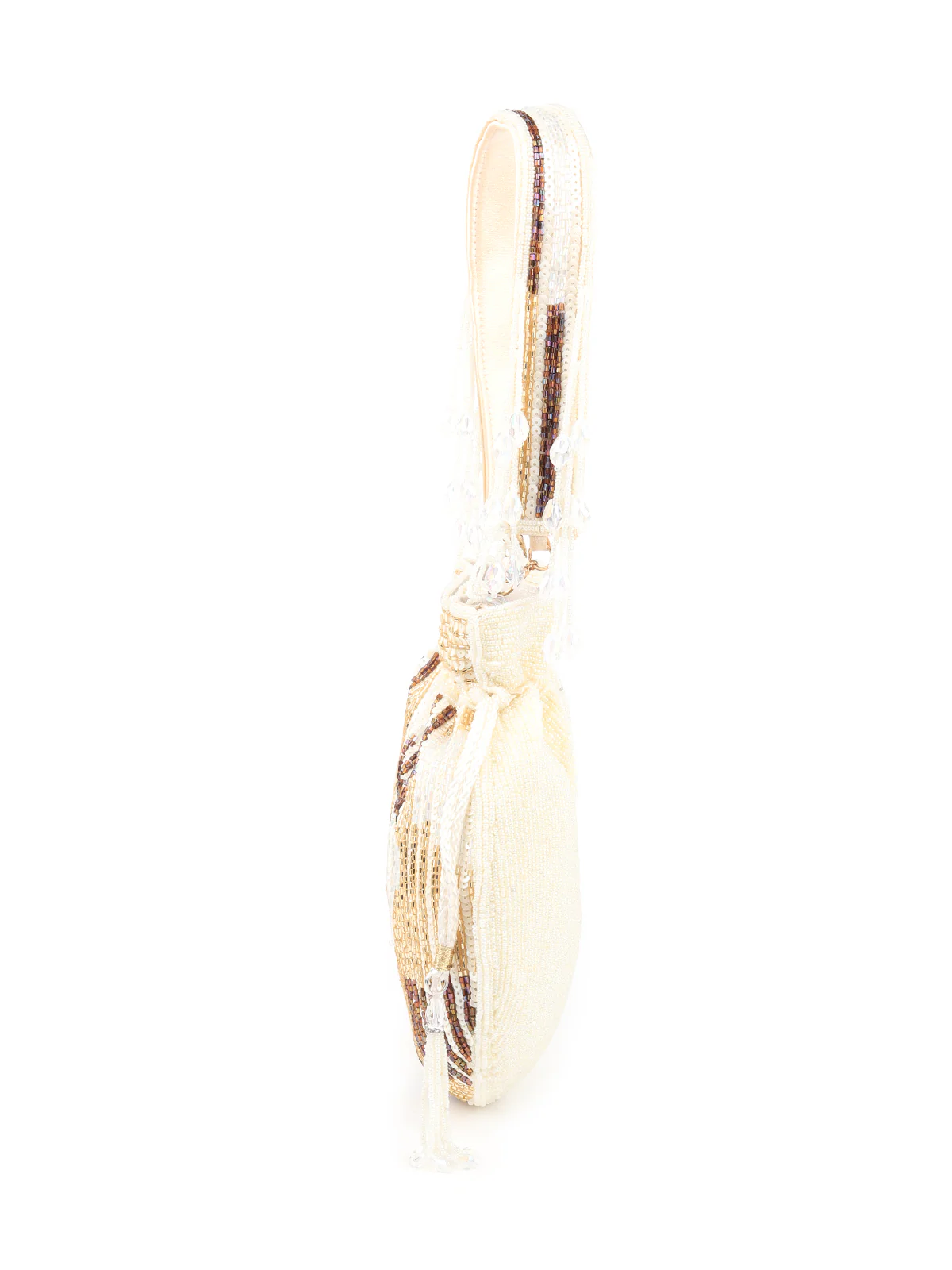 Odette Women Apricot Sequins Embellished Potli Bag - Image 4