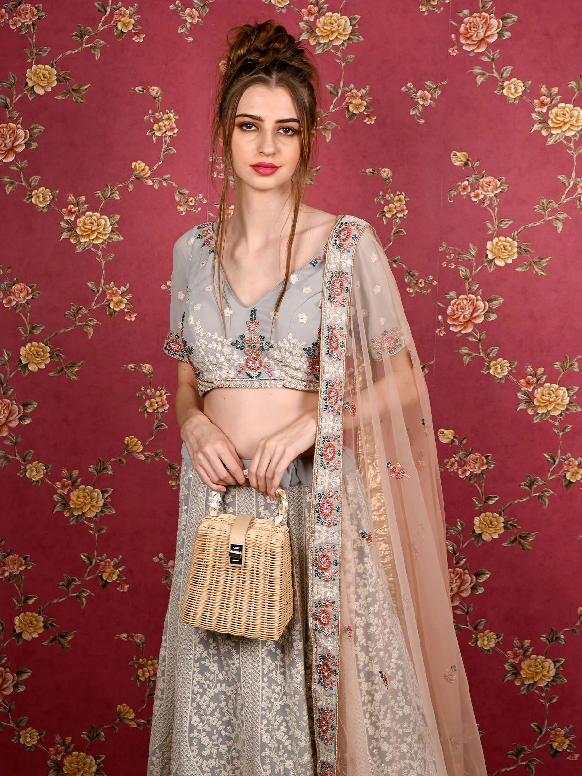 Odette Women Apricot Straw Clutch Bag - Image 2