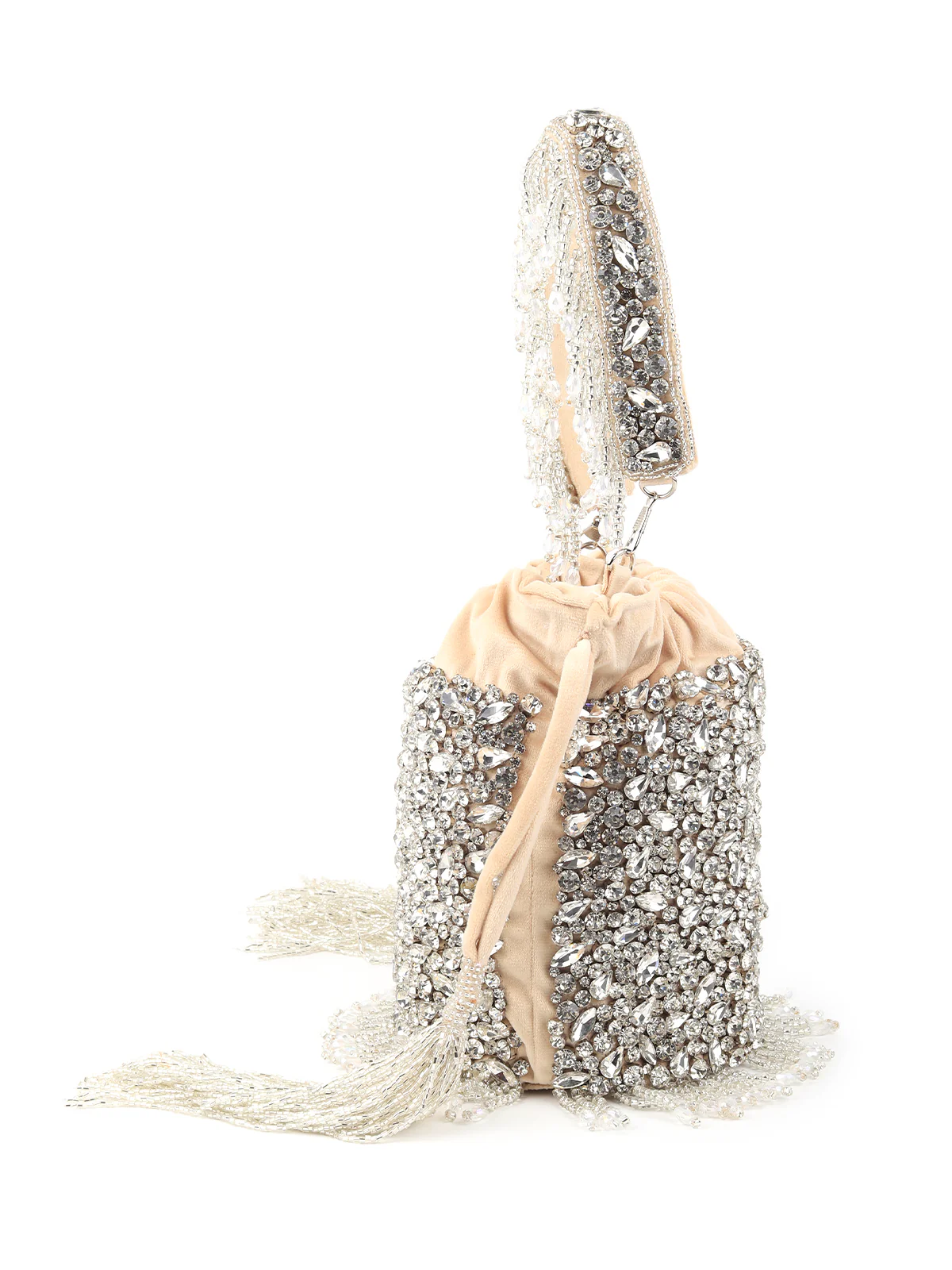 Odette Women Apricot Velvet Embellished Potli Bag - Image 4