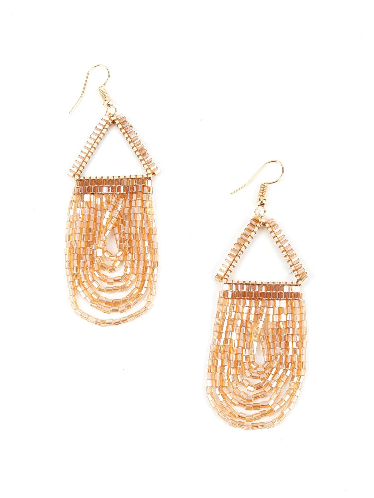 Odette Women Aria Golden Dangle Earrings - Image 3