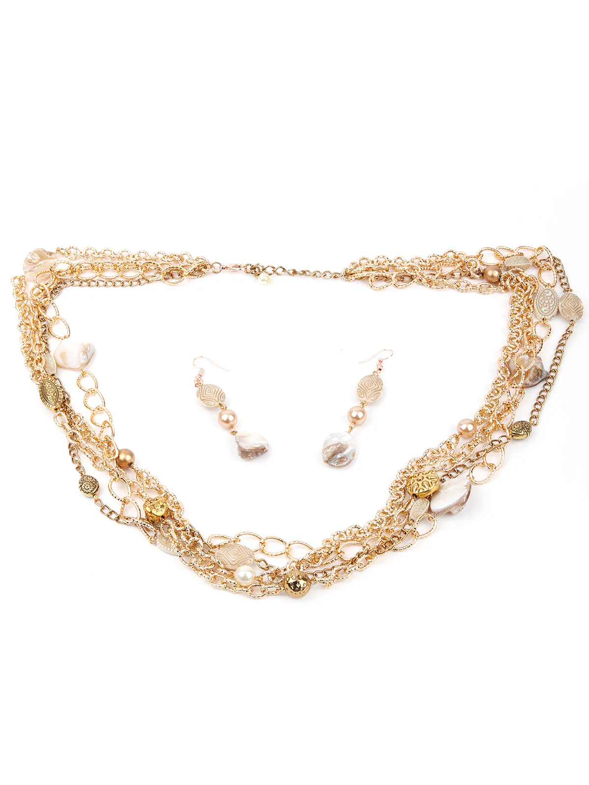 Odette Women Artificial Gold Long Necklace Set - Image 3