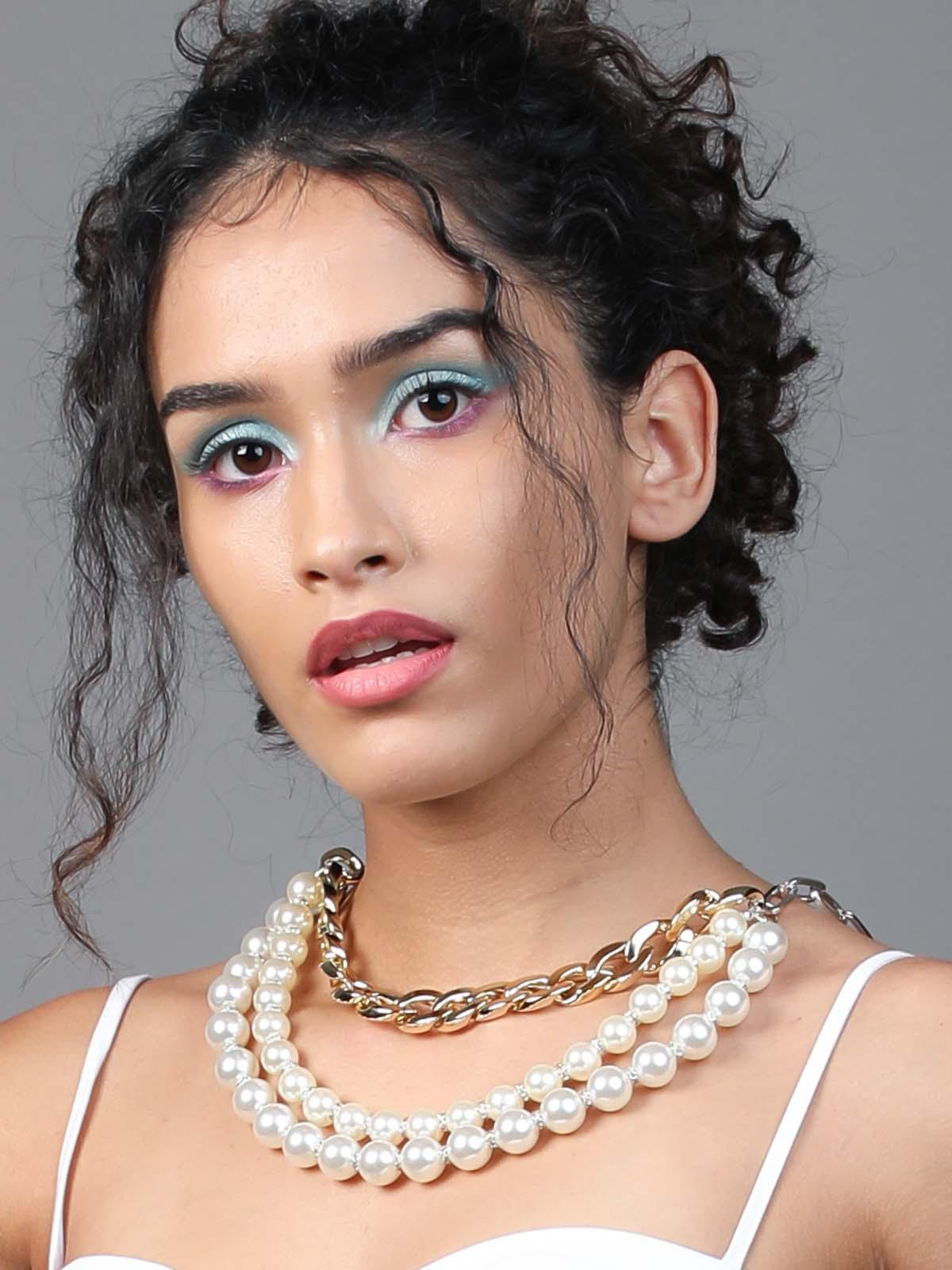 Odette Women Artificial Pearl And Multilayered Gold-Tone Chain Necklace-New286
