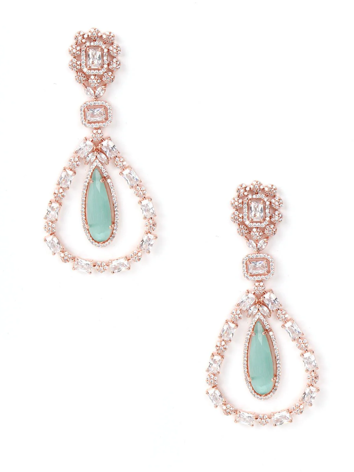 Odette Women Authentic Danglers With Emerald Stone Earring - Image 3