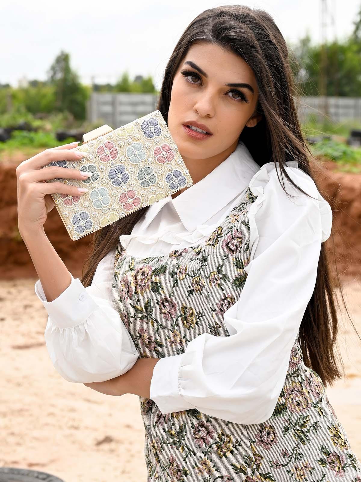 Odette Women Awe-Inspiring Cream Clutch Bag - Image 2