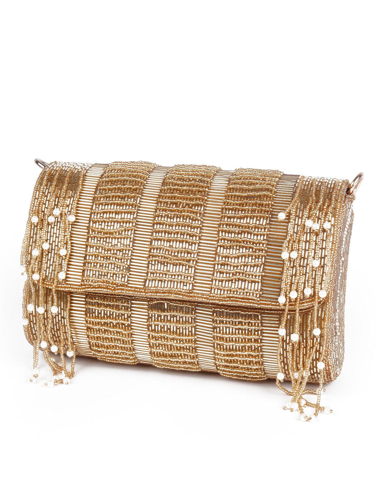 Odette Women Awe-Inspiring Gold Clutch Bag - Image 4