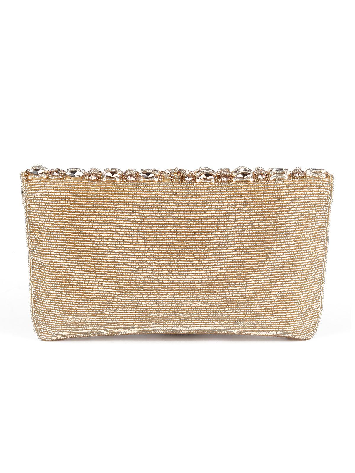 Odette Women Awe-Inspiring Gold Embellished Clutch Bag - Image 6