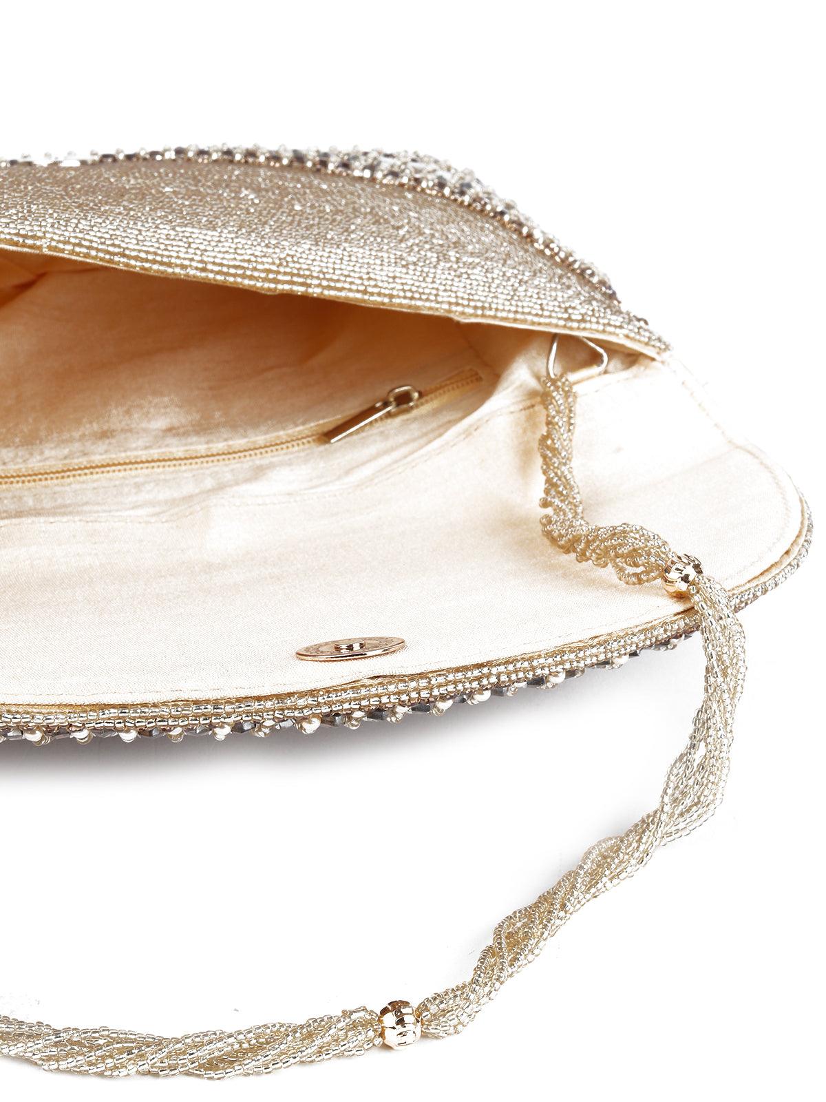 Odette Women Awe-Inspiring Gold Embellished Clutch Bag - Image 7