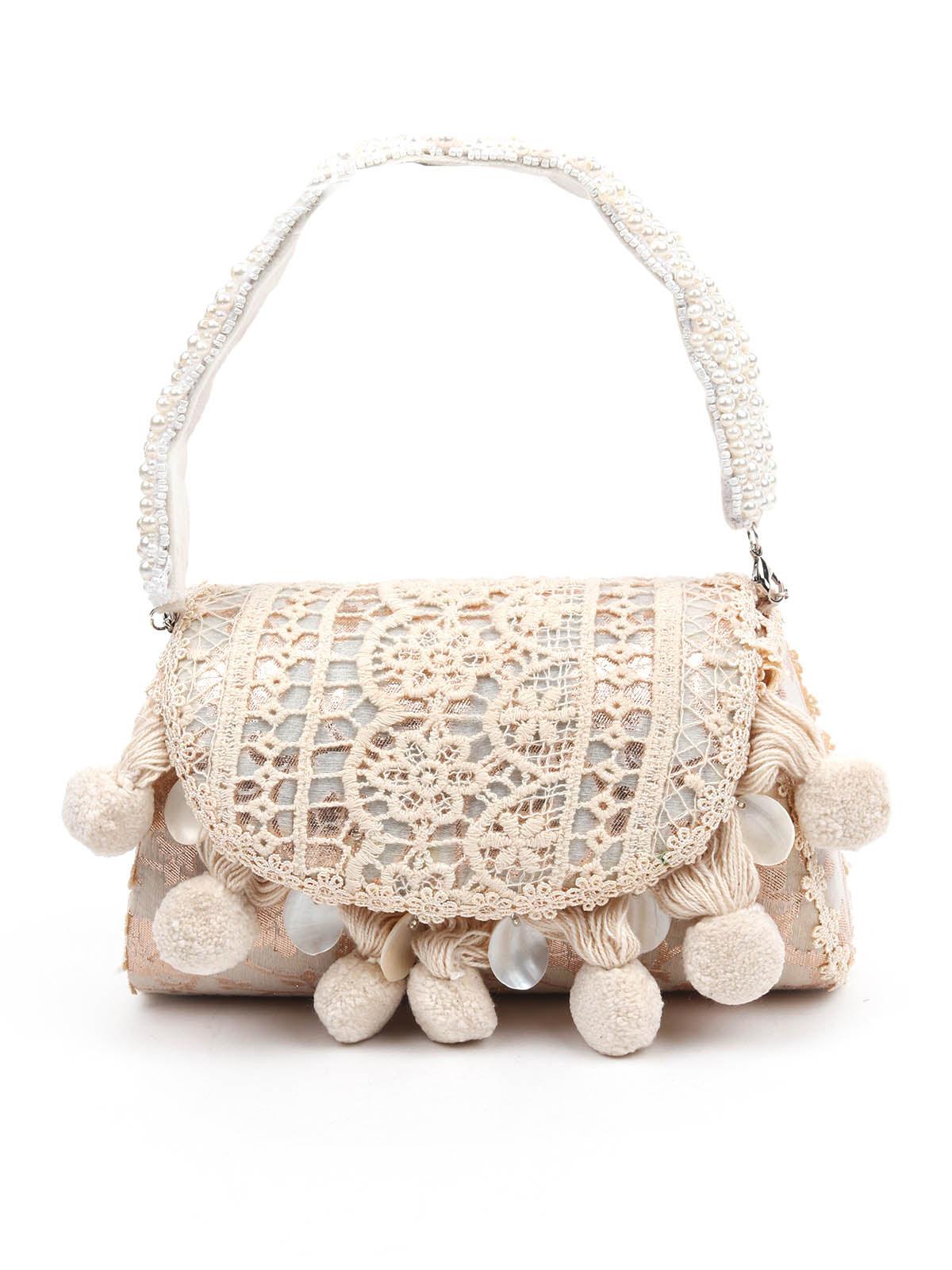 Odette Women Awe-Inspiring White And Gold Clutch Bag - Image 3