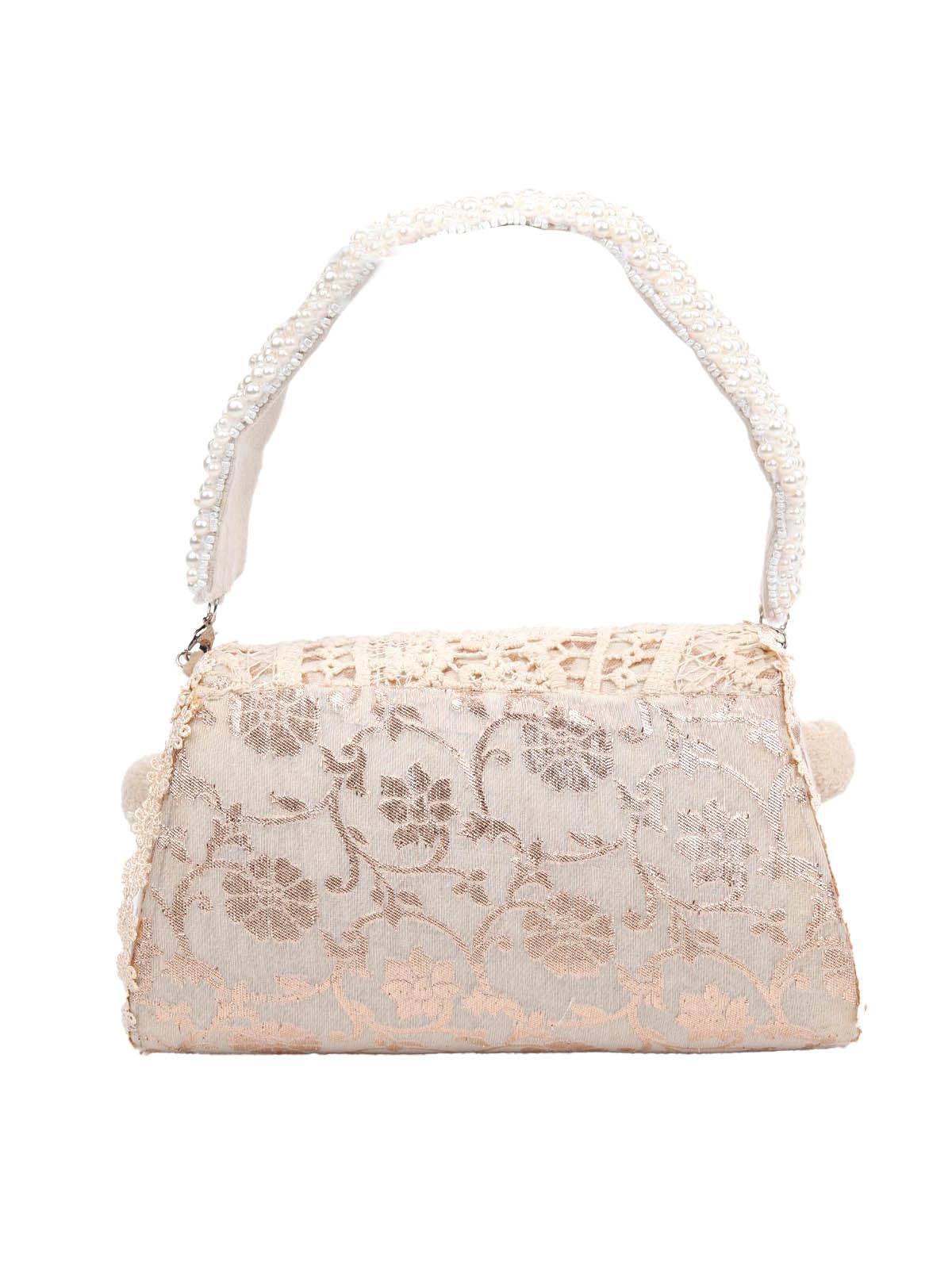 Odette Women Awe-Inspiring White And Gold Clutch Bag - Image 4