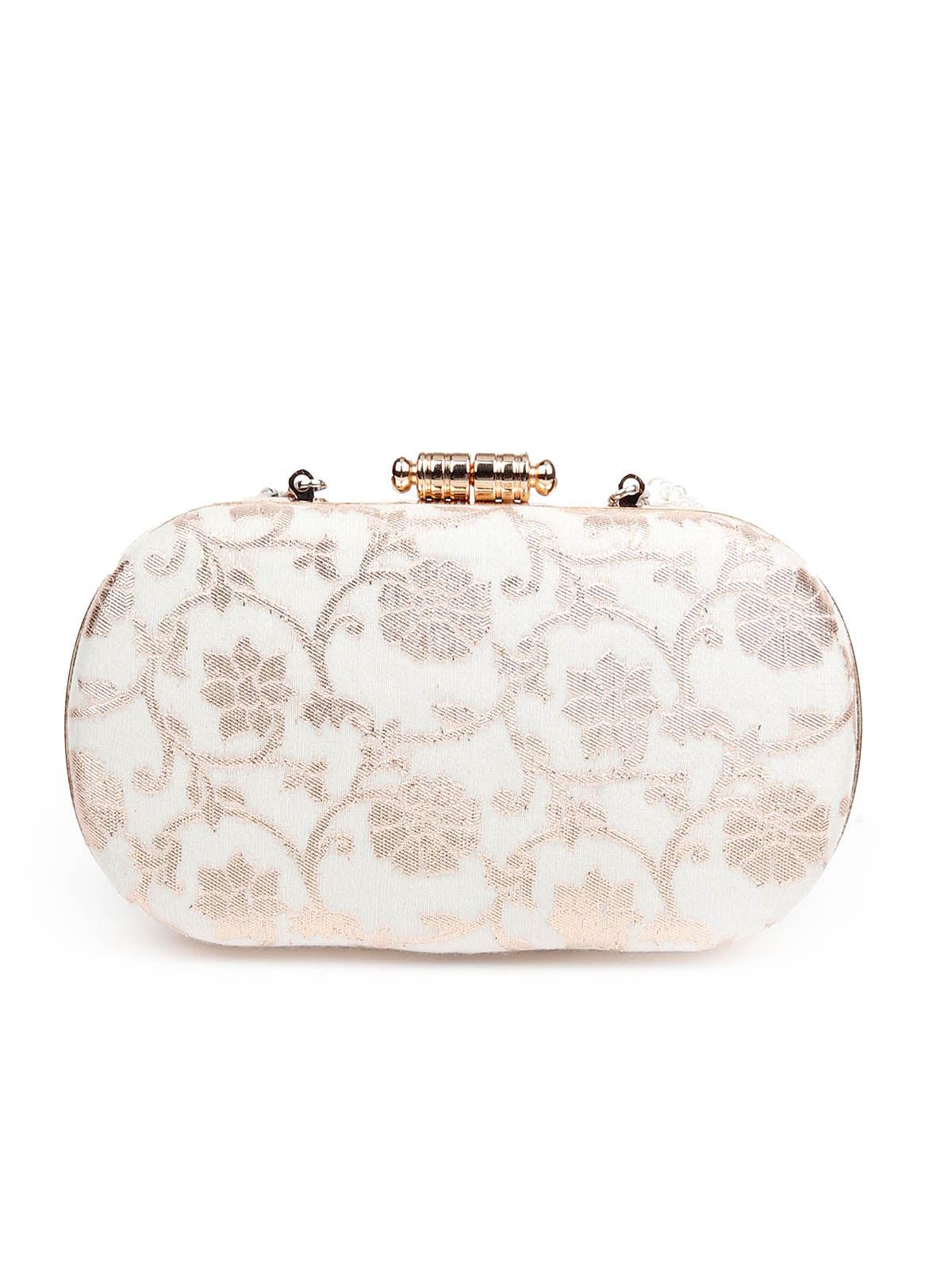 Odette Women Awe-Inspiring White And Gold Clutch Bag - Image 4