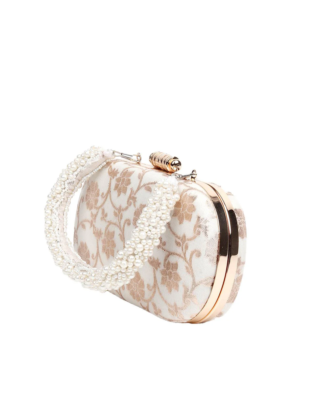 Odette Women Awe-Inspiring White And Gold Clutch Bag - Image 5