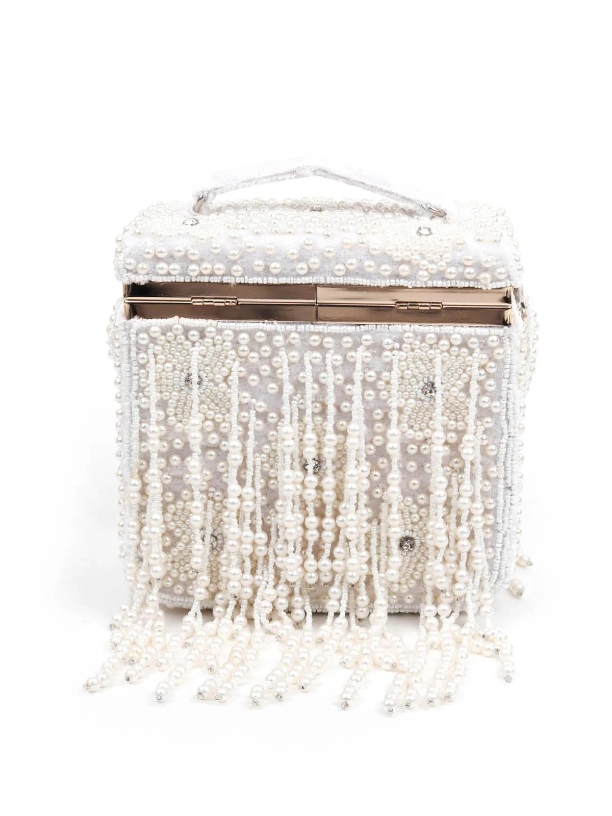 Odette Women Awe-Inspiring White Clutch Box Bag - Image 3