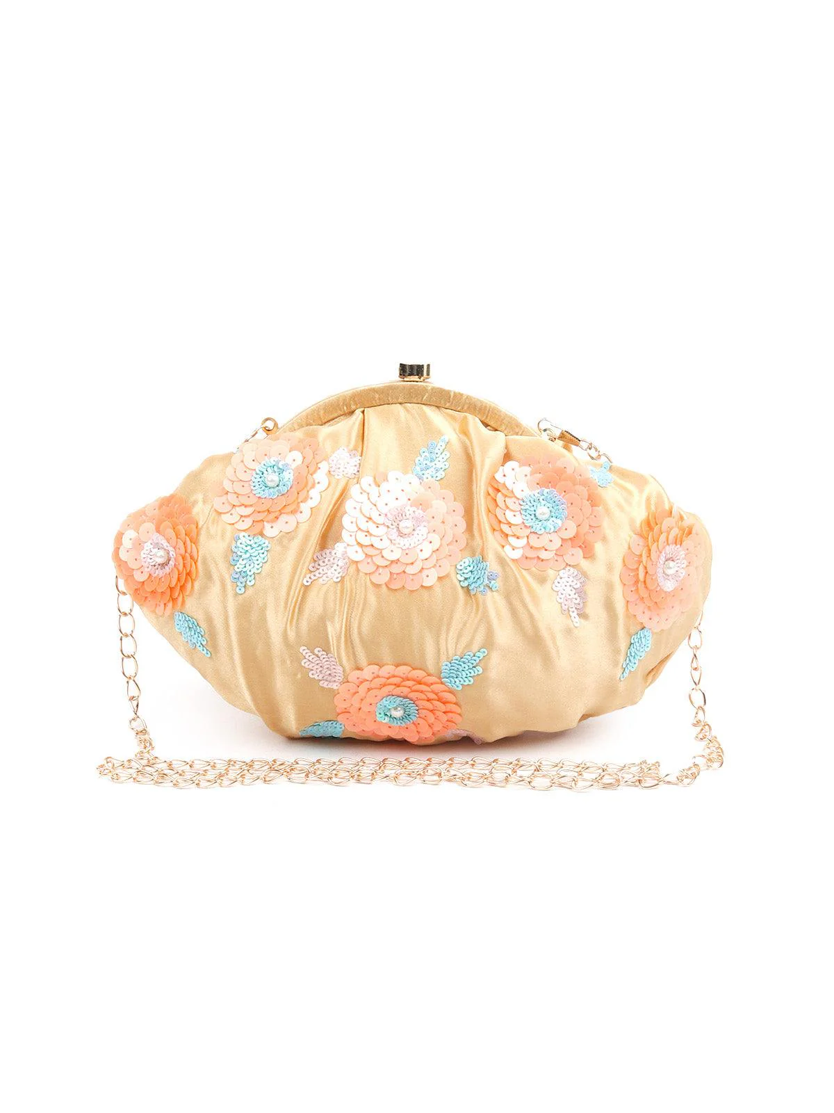 Odette Women Awe-Worthy Gold Embroidered Batua