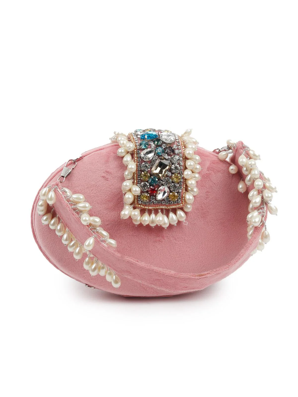 Odette Women Awe-Worthy Heavily Embellished Velvet Clutch - Image 4
