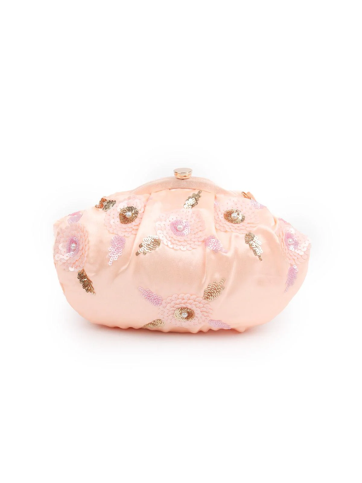 Odette Women Awe-Worthy Peach Embroidered Batua - Image 2