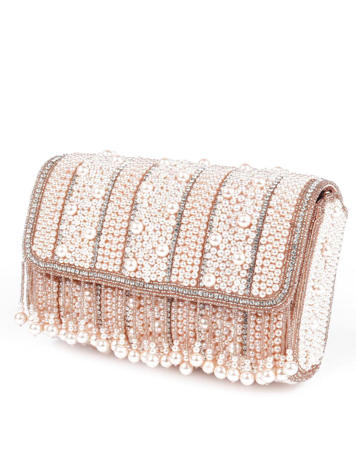 Odette Women Awe-Worthy Pearl Studded Clutch Bag - Image 4