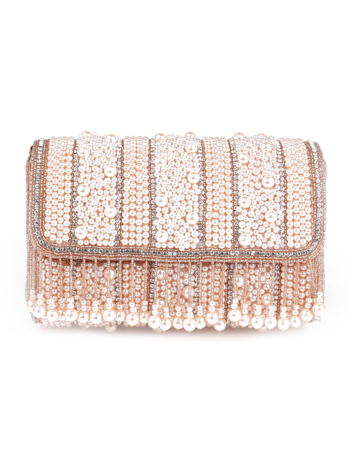 Odette Women Awe-Worthy Pearl Studded Clutch Bag - Image 5