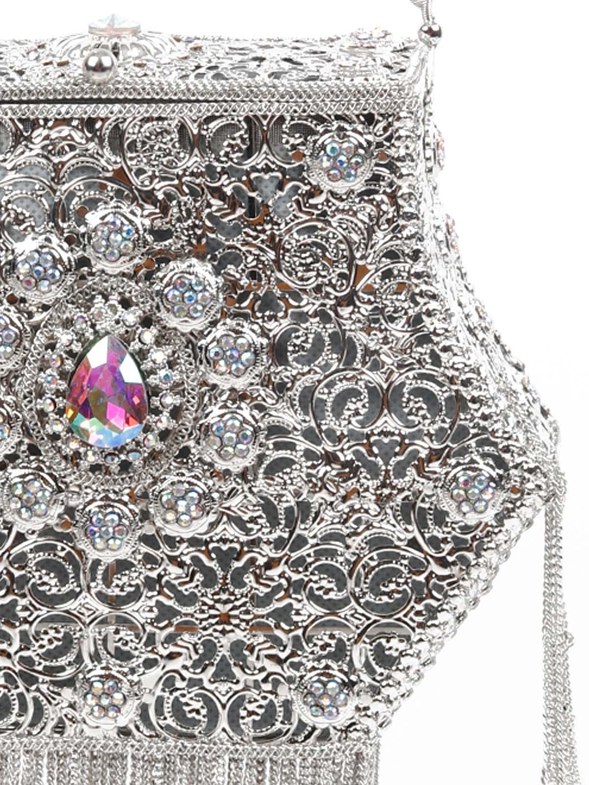 Odette Women Awe-Worthy Silver Metal Hand Bag - Image 5