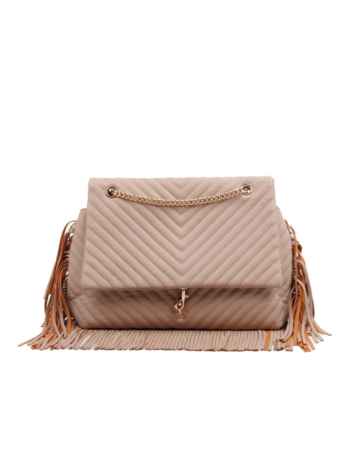 Odette Women Awe-Worthy Tasseled Beige Hand Bag - Image 5
