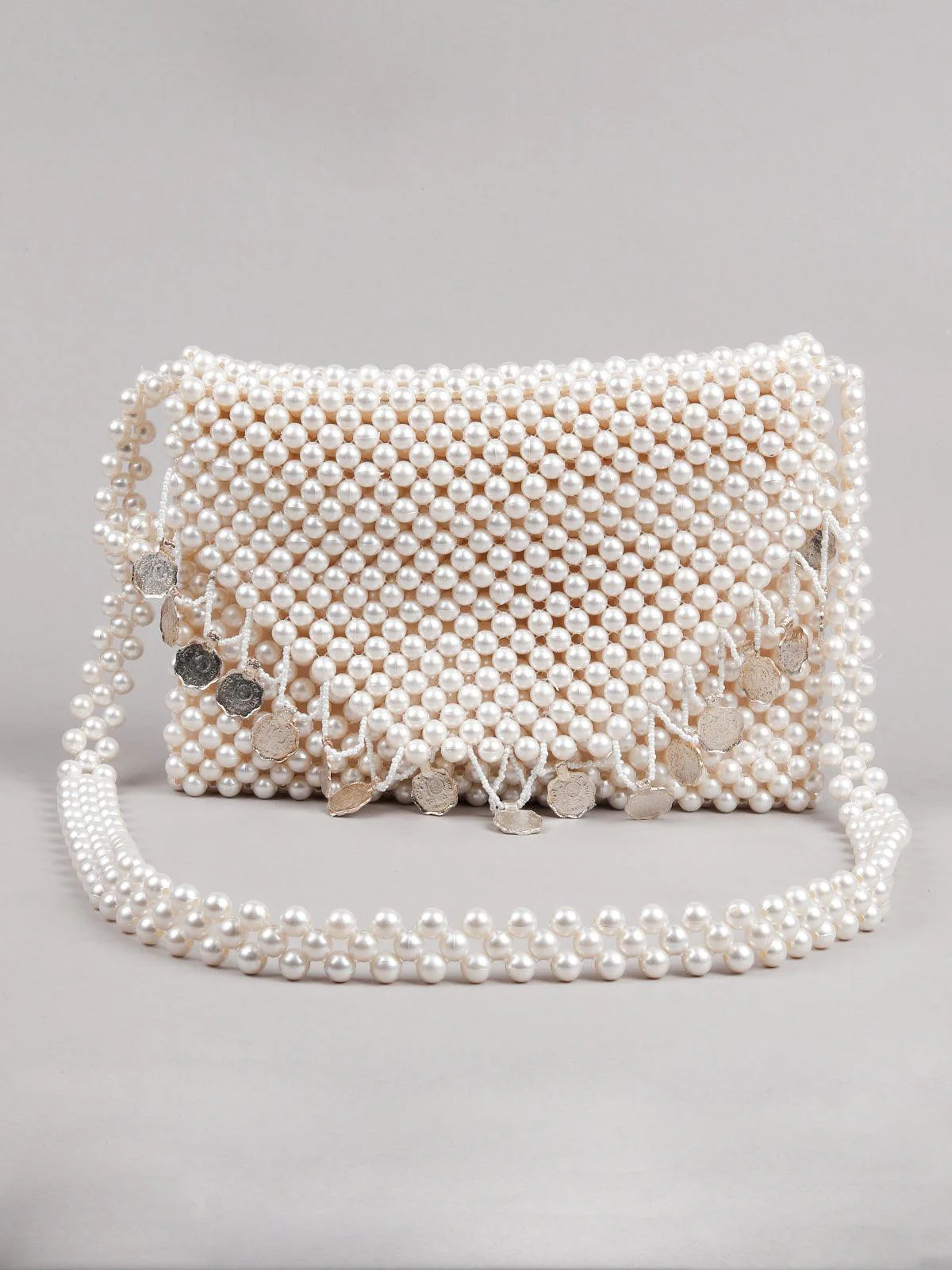 Odette Women Awe-Worthy White Beaded Handbag - Image 3