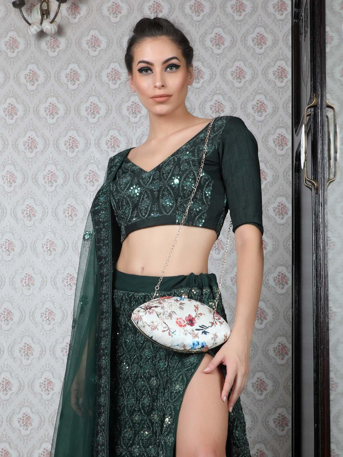 Odette Women Awe-Worthy White Floral Clutch - Image 2