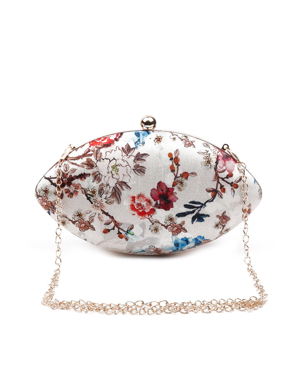 Odette Women Awe-Worthy White Floral Clutch - Image 3