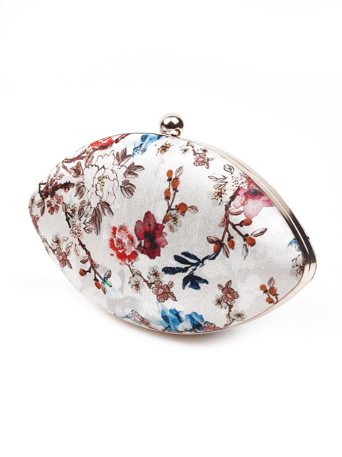 Odette Women Awe-Worthy White Floral Clutch - Image 5