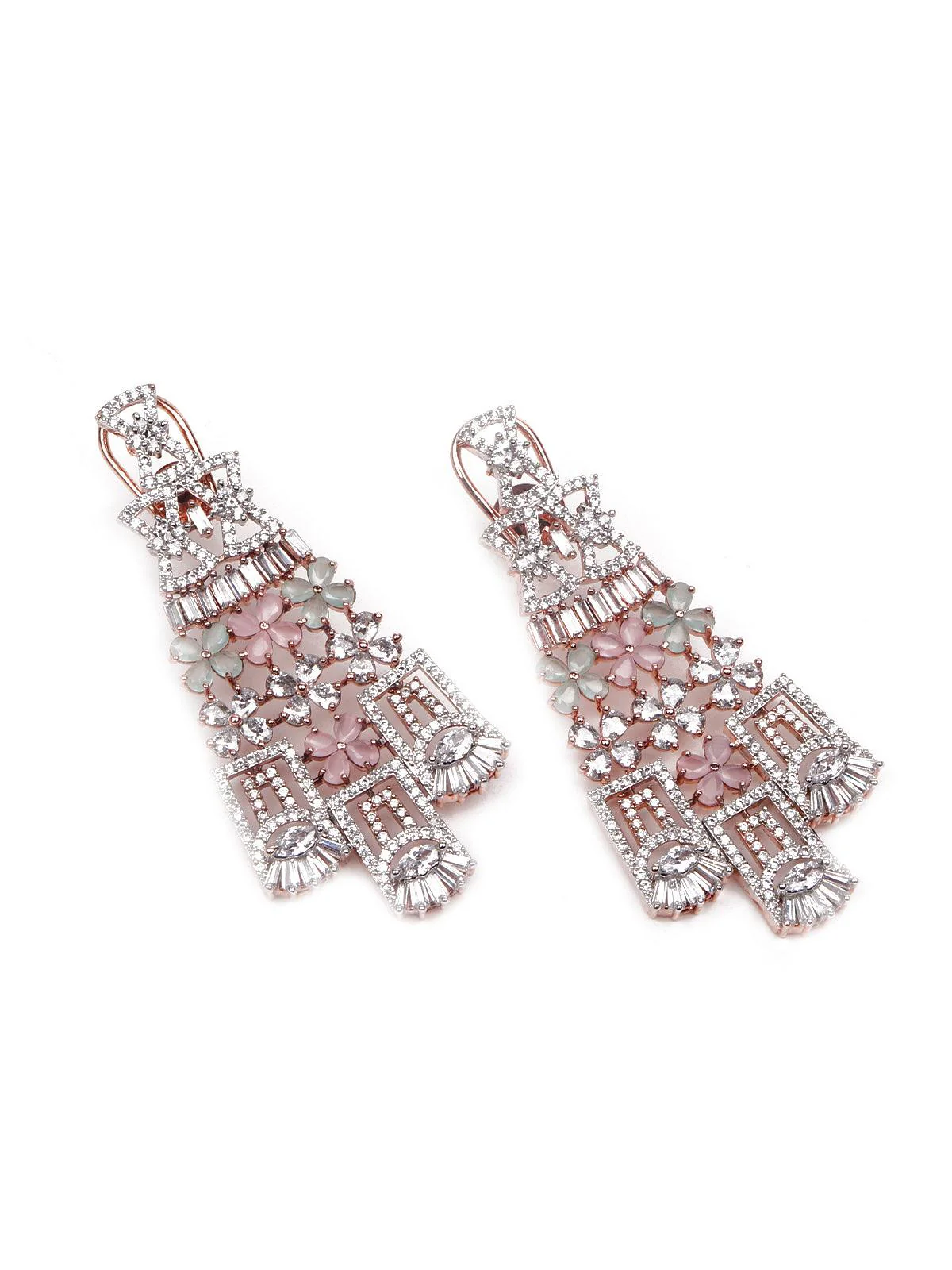 Odette Women Pink And Silver Studded Jewellery Set - Image 7