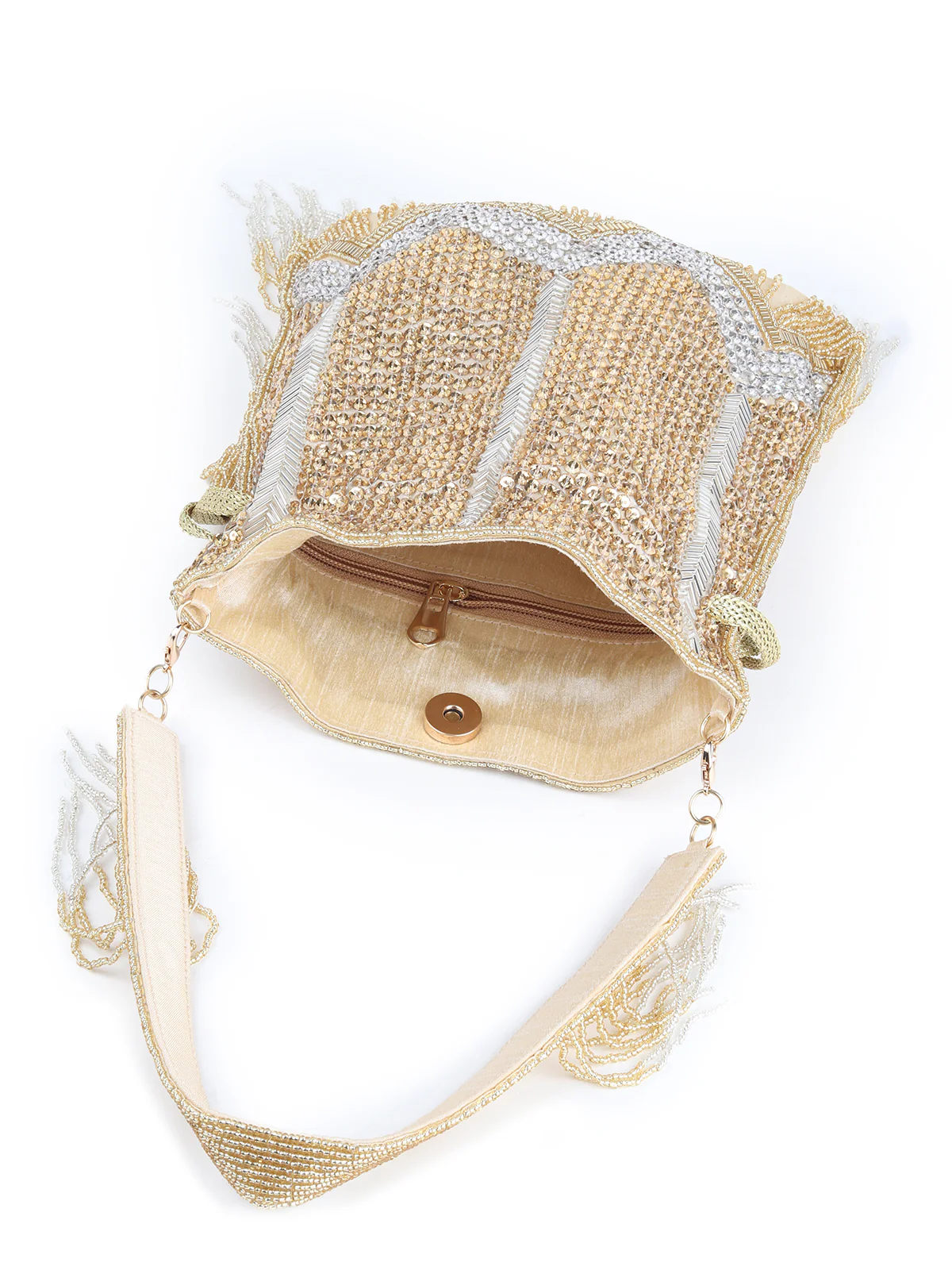Odette Women Gold And Sliver Designer Potli Bag - Image 6