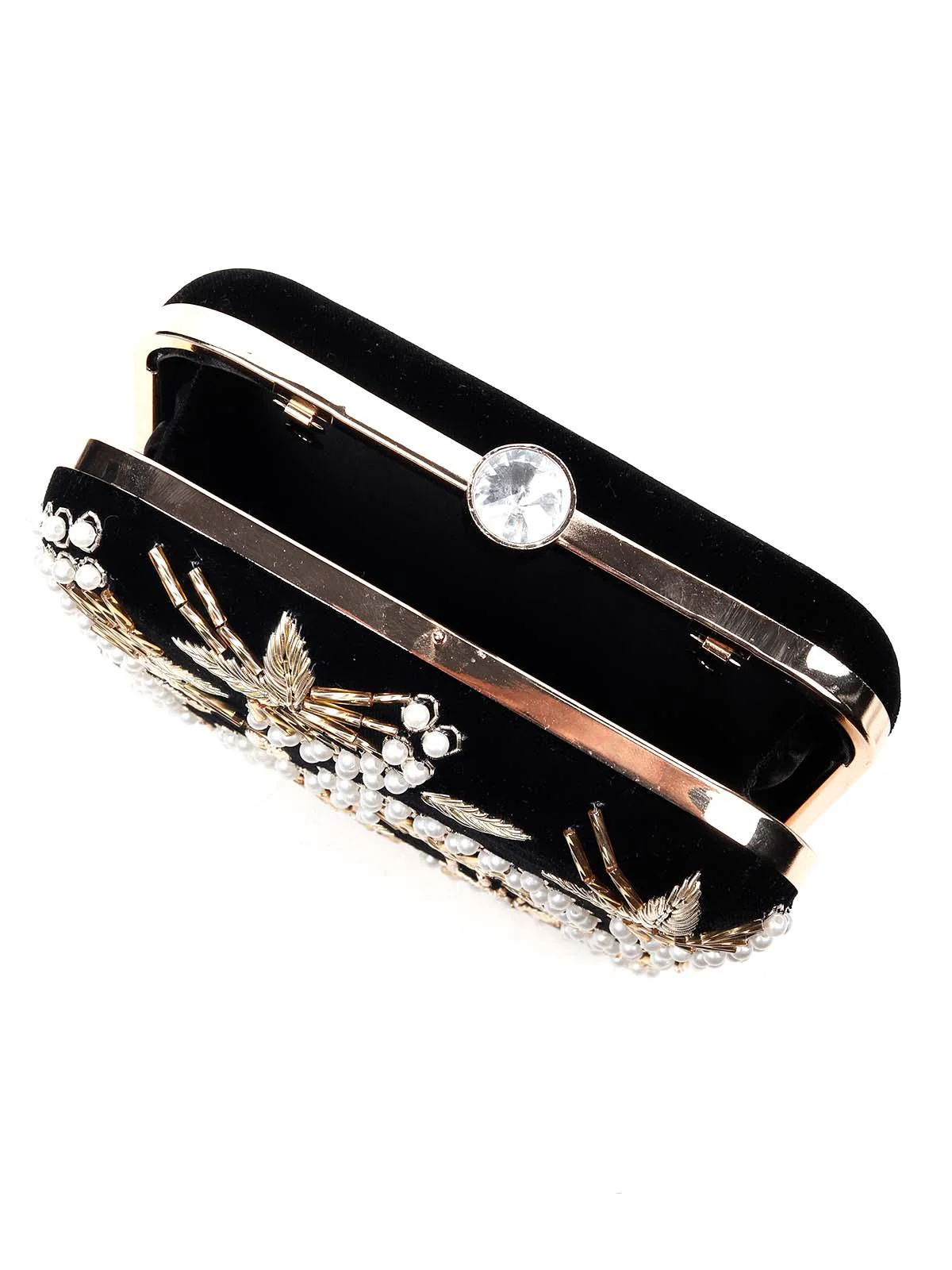Odette Women Beautiful Amiable Black Velvet Clutch! - Image 3