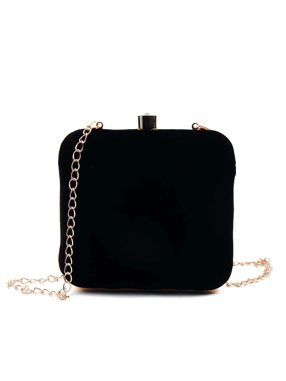 Odette Women Beautiful Amiable Black Velvet Clutch! - Image 5