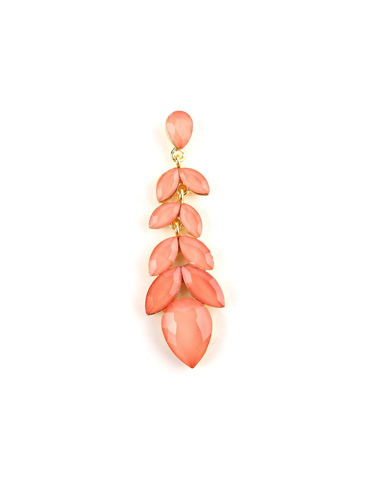 Odette Women Beautiful Coral Pink Crystal Drop Earrings - Image 5