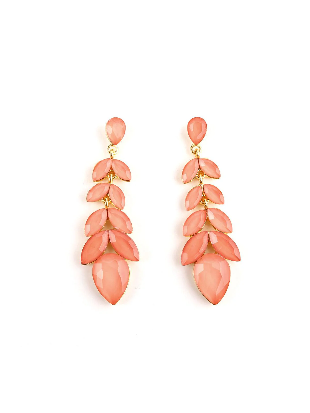 Odette Women Beautiful Coral Pink Crystal Drop Earrings - Image 6