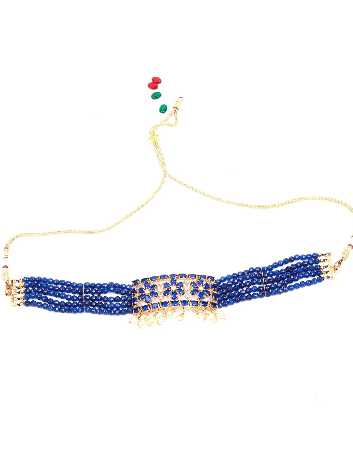 Odette Women Blue Beaded Statement Choker