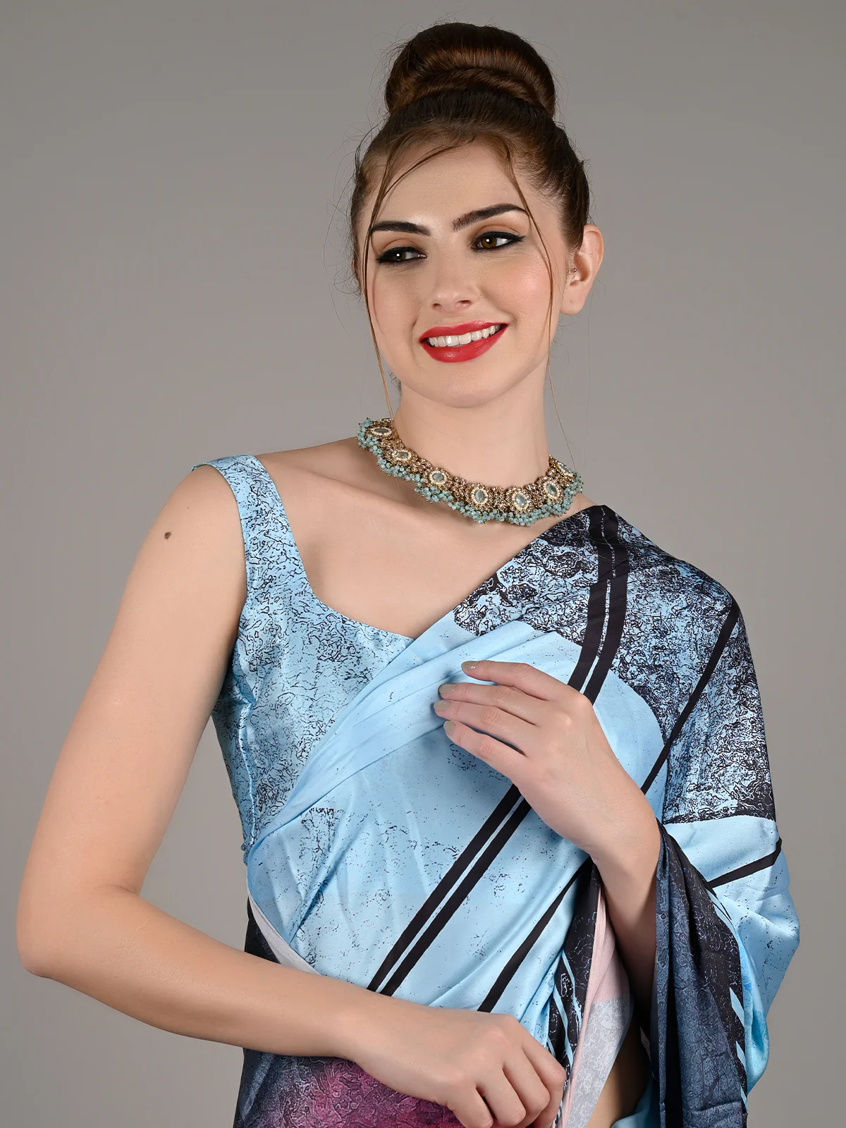 Odette Women Gold And Blue Metal Necklace - Image 2