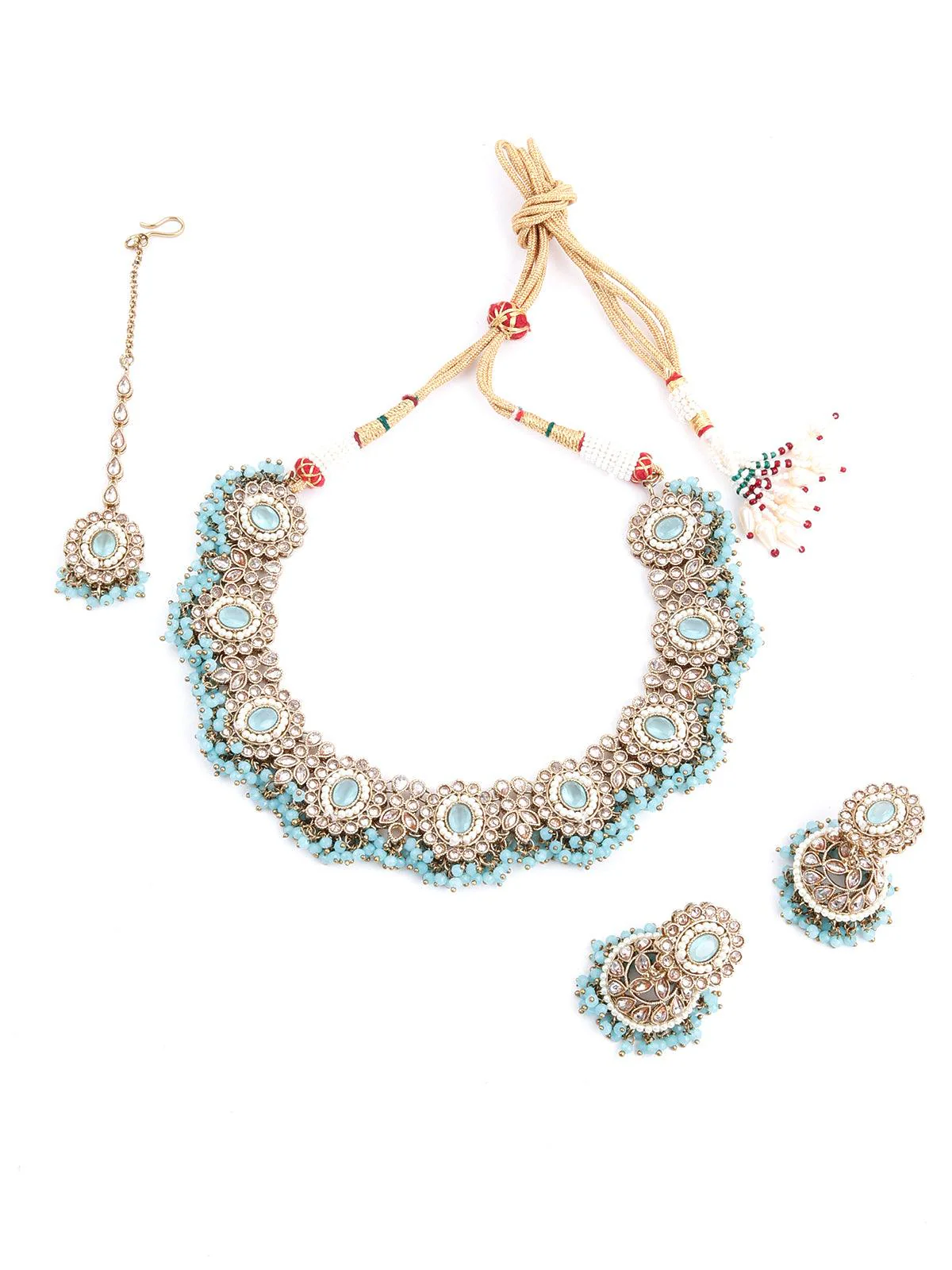 Odette Women Gold And Blue Metal Necklace - Image 3