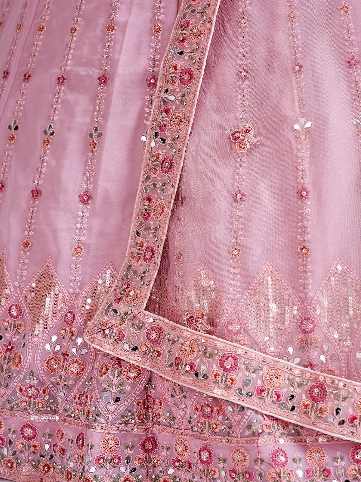 Odette Women Beautiful Pink Georgette Semi Stitched Lehenga With Unstitched Blouse - Image 5