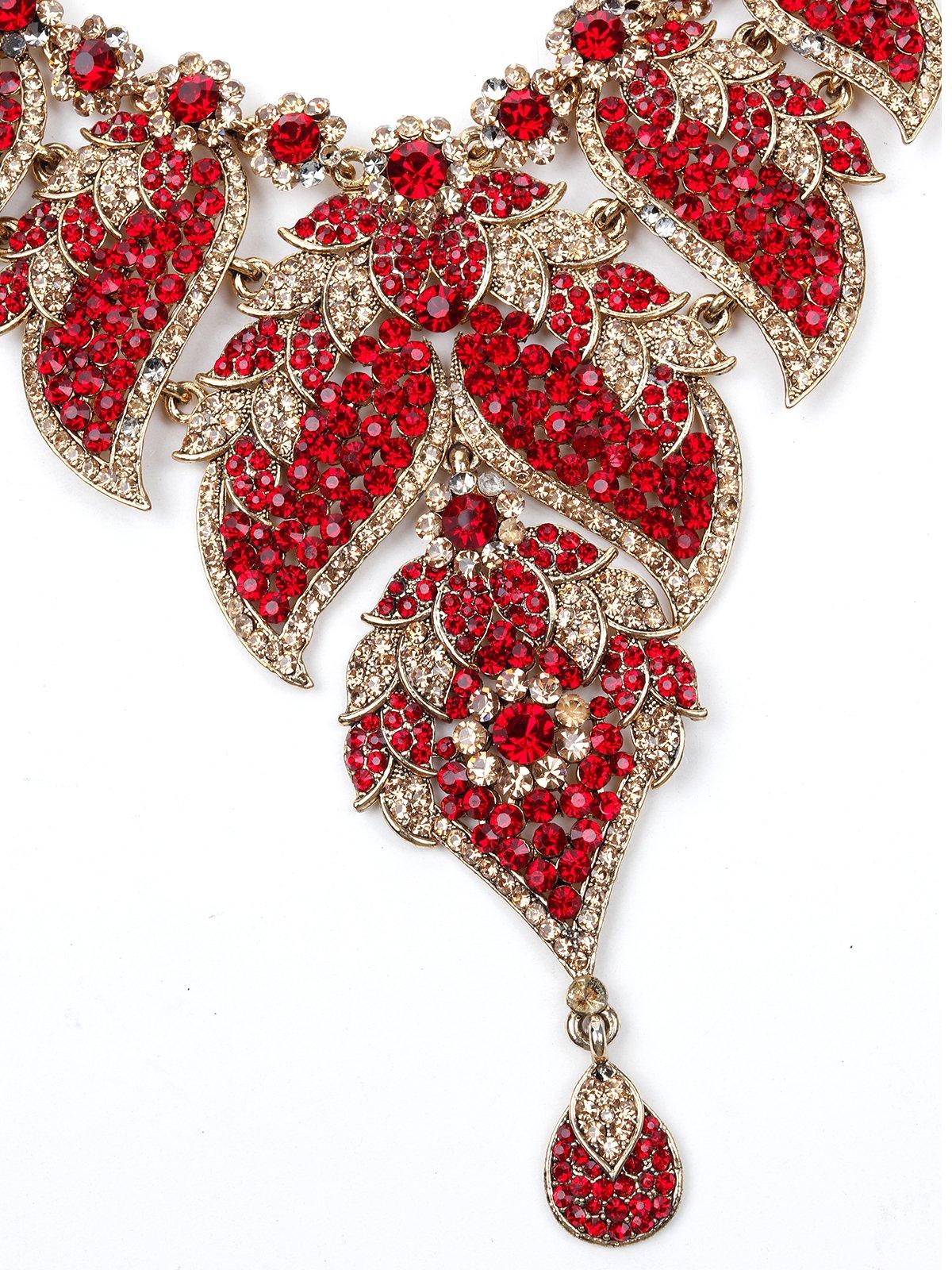 Odette Women Red And Golden Metal Necklace - Image 2
