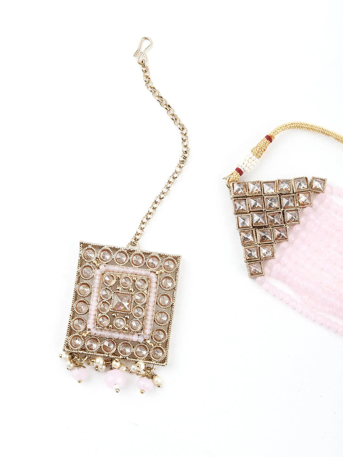 Odette Women Bedazzling Baby Pink Choker Necklace Set - Image 6