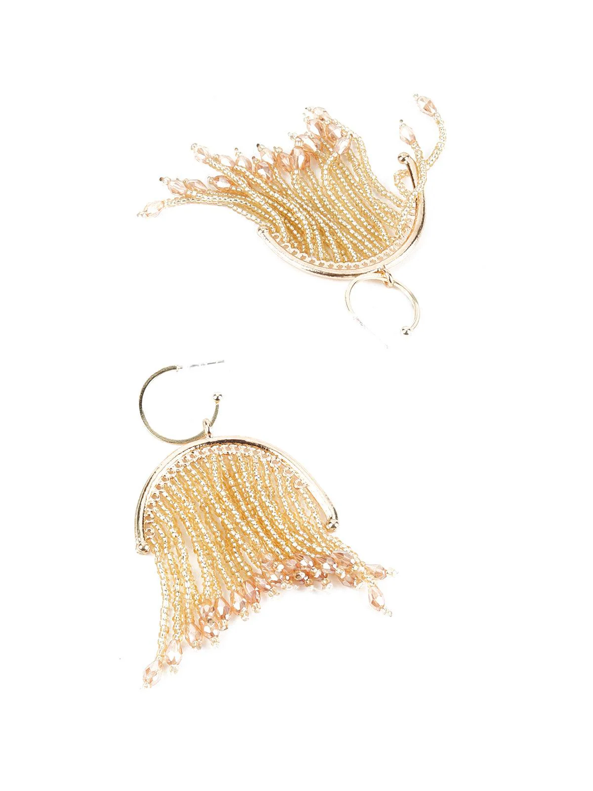 Odette Women Gold Beads Tassels Earrings - Image 6