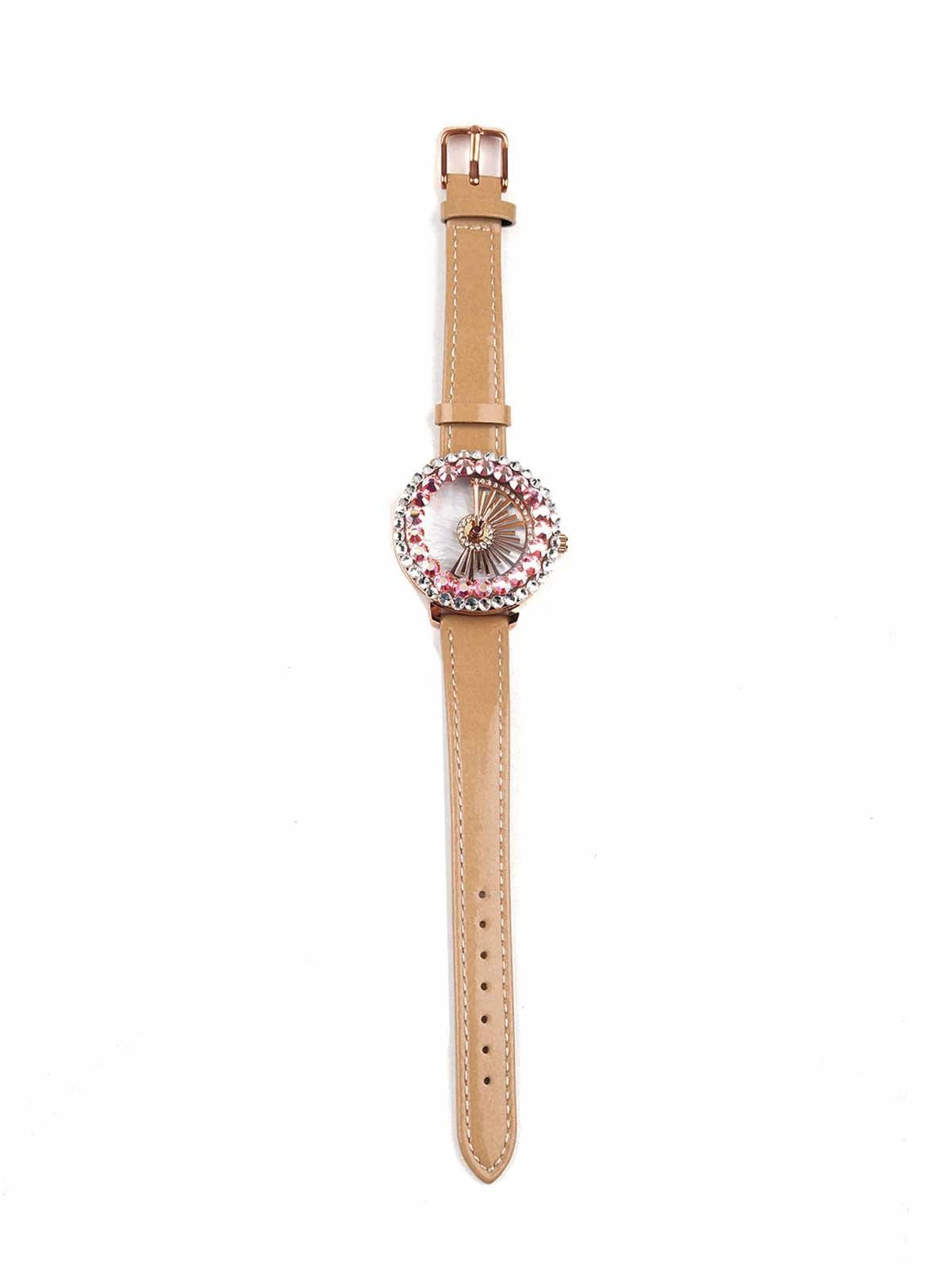 Odette Beige Colour Designer Wristwatch For Women - Image 4