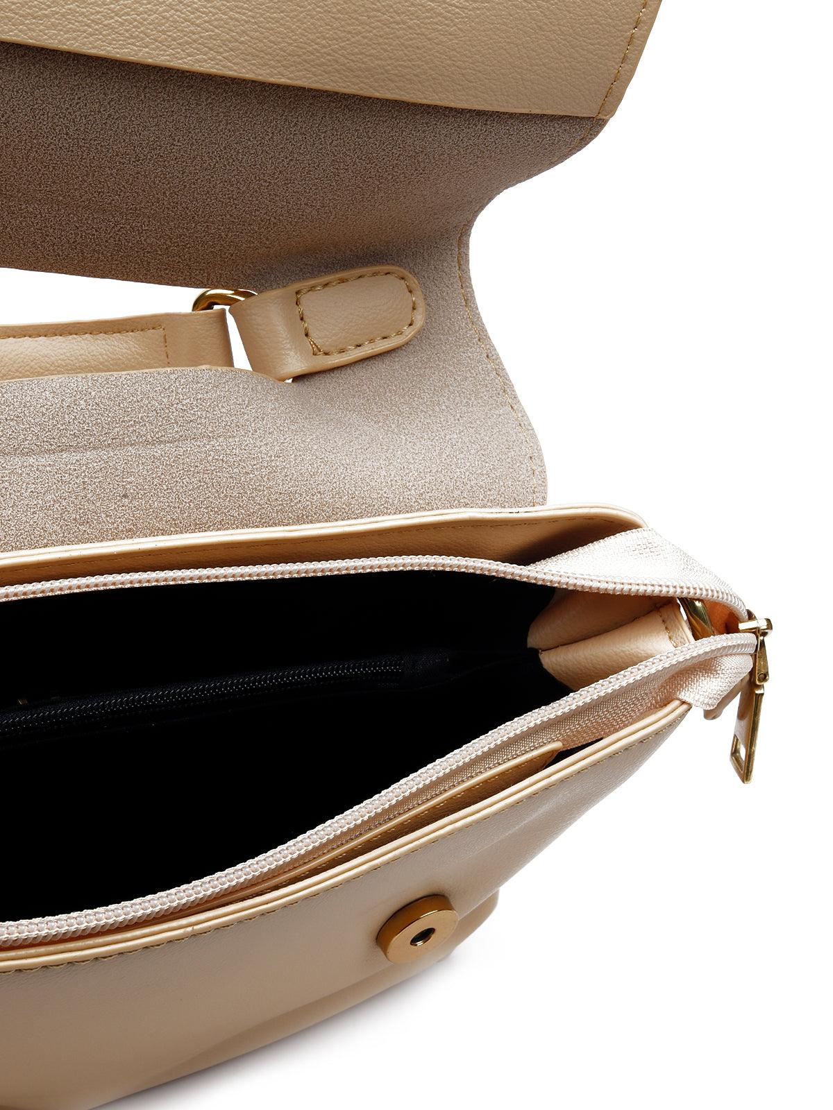 Odette Women Beige Creamy Metal Bag - Image 7